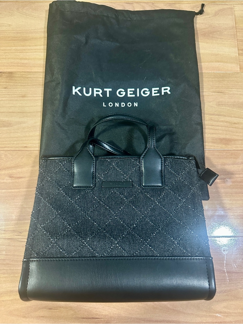 Kurt Geiger Black Quilted Tote with Leather Trim